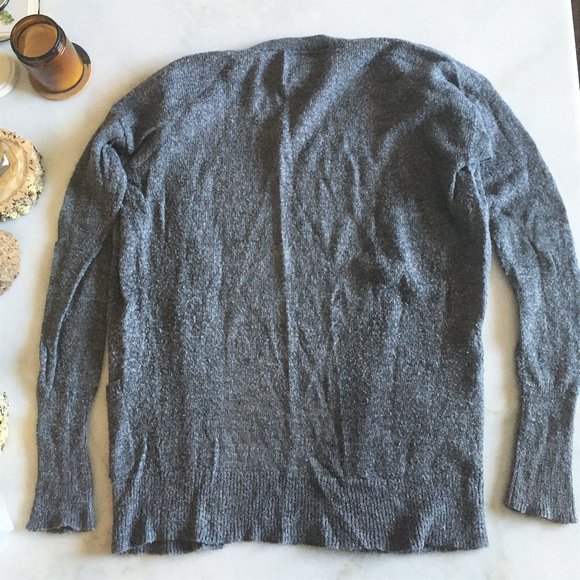 Aerie grey knit cardigan sweater, button up, boucle knit, cozy grey cardigan (M) - Picture 3 of 3